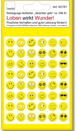 Belobigungs-Aufkleber, "Gesicht gelb", 288 Stück