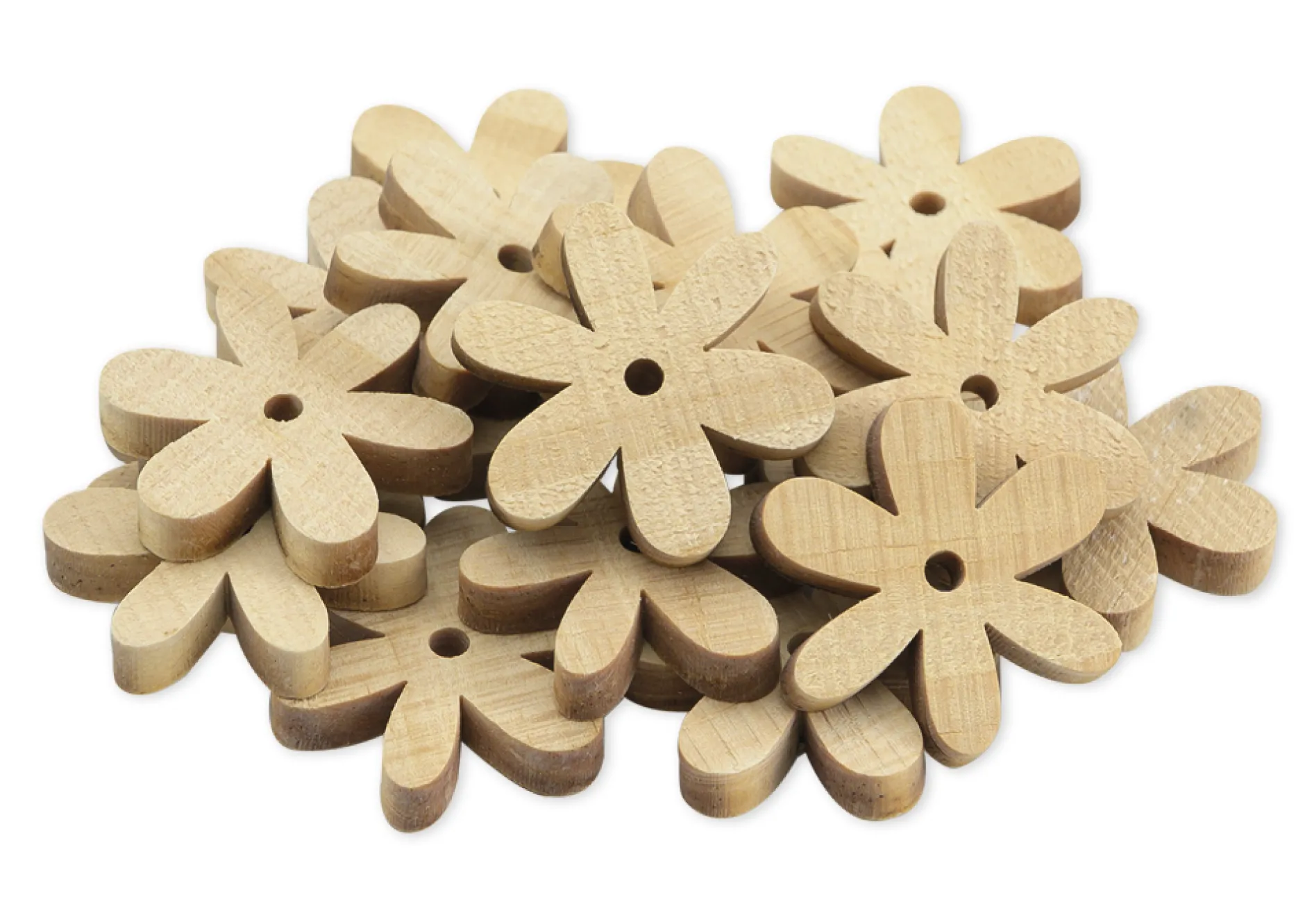 Blumen aus Holz, klein, 20 Stück