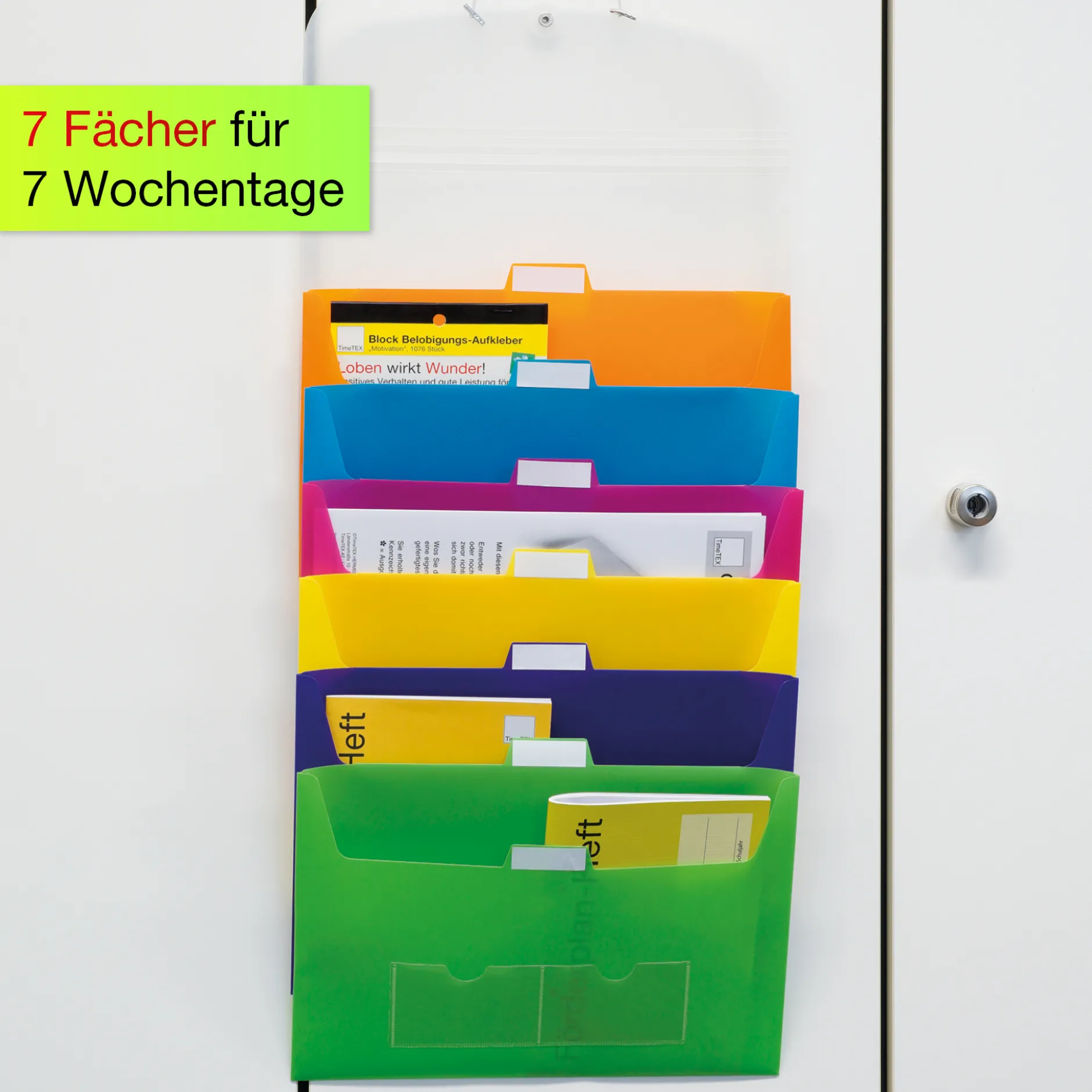 Hänge-Orga-Mappe für A4, 7 Fächer, transparent