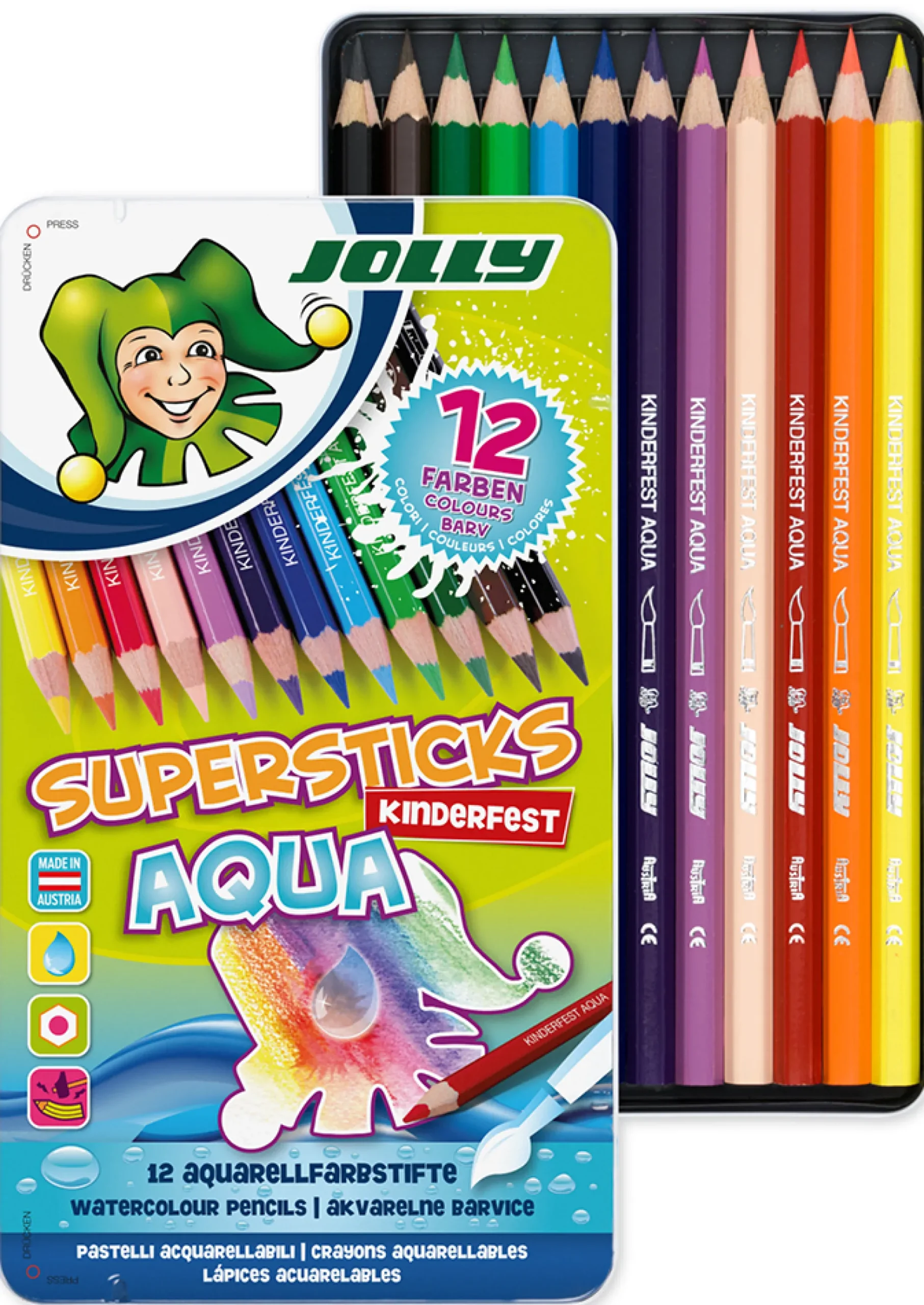 JOLLY Supersticks AQUA im Metall-Etui, 12-tlg.