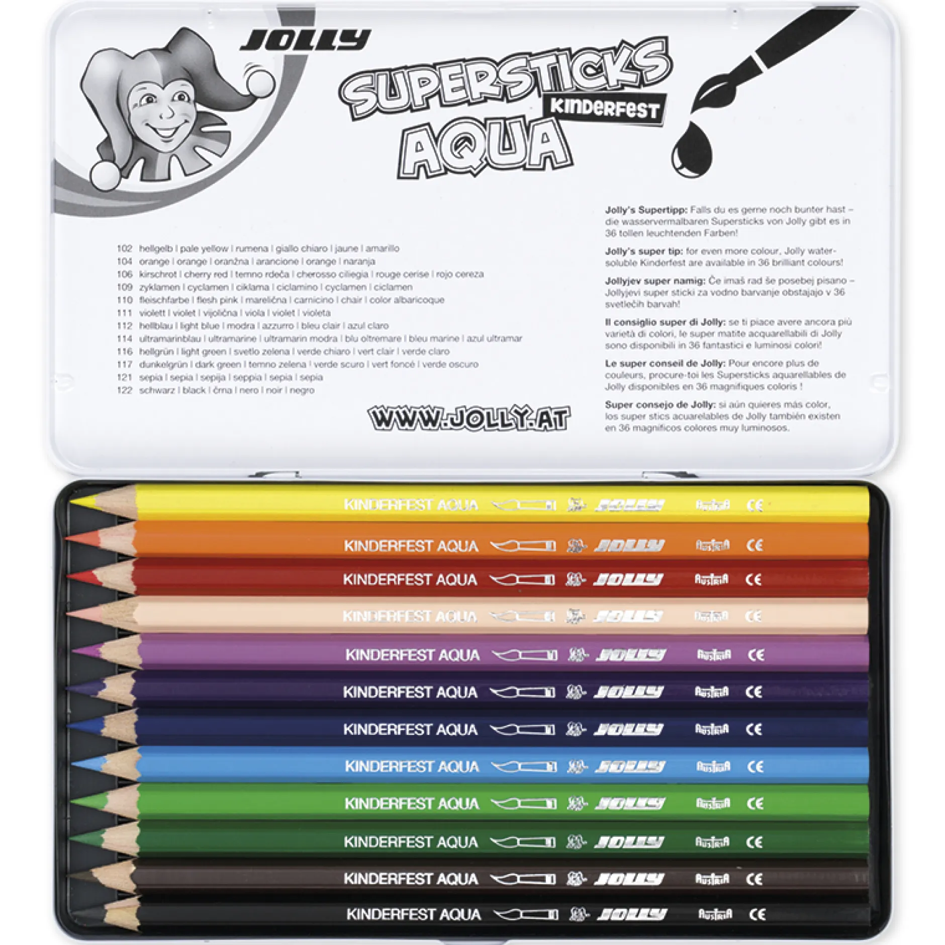 JOLLY Supersticks AQUA im Metall-Etui, 12-tlg.