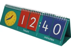 Klappen-Flipchart aus Pappe, Uhrzeit mit Analoguhr