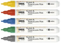 KREUL Porzellan-Stifte Glitter, Strichstärke 1-3 mm, 5 Stück