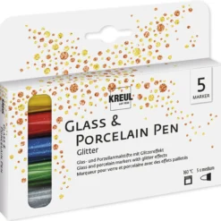 KREUL Porzellan-Stifte Glitter, Strichstärke 1-3 mm, 5 Stück
