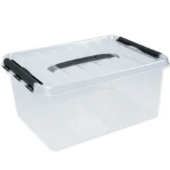 Kunststoff-Box stapelbar mit Tragegriff, transparent, 15 Liter