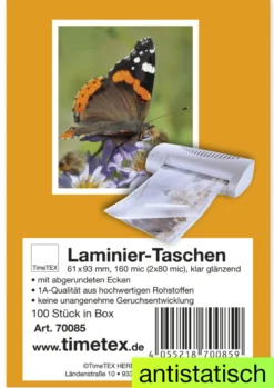 Laminier-Taschen "Spielkarte" 61x93 mm, 2x80 mic glänzend, 100 Stück