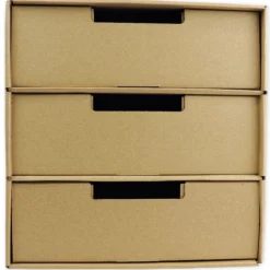 Natura-Schubladen-Box A4 mit 3 Schüben, aus Pappe