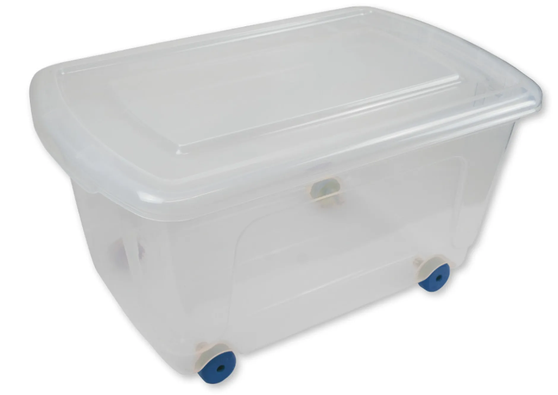 Roll-Box mit Deckel, 45 Liter, blaue Rollen