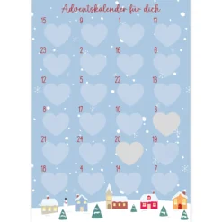 Rubbel-Adventskalender "Schnee und Herzen", 25-tlg.