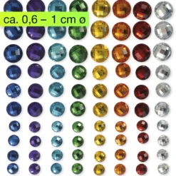 Schmuck-Steine "Regenbogen", selbstklebend, 80-tlg.