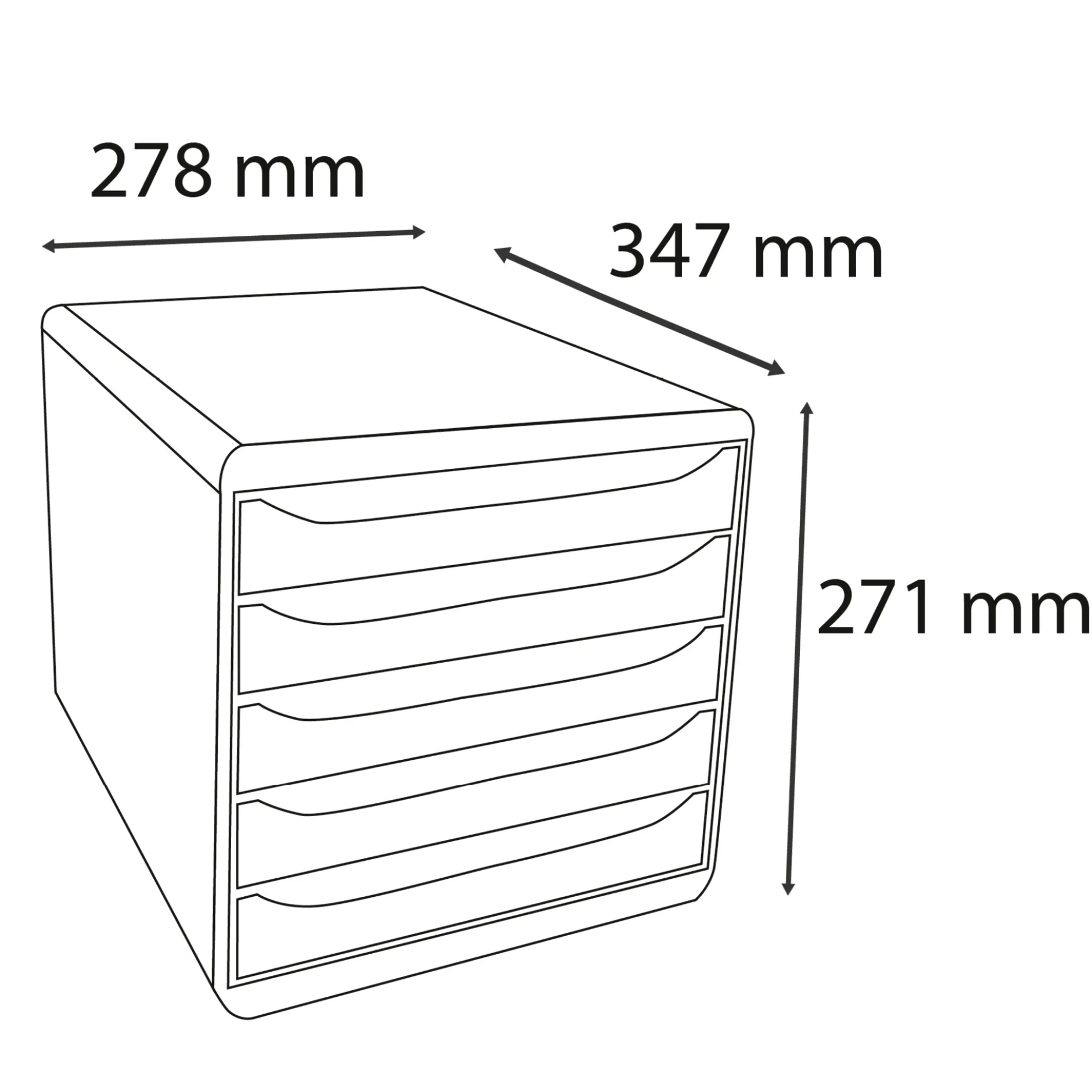 Schubladen-Box A4 "Regenbogen", Kunststoff mit 5 Schüben