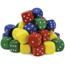 Set Flüster-Spielwürfel, 36-tlg., 4x4 cm, mit Augen, in Dose