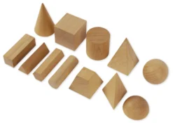Set Geometrie-Körper aus Holz, 12-tlg. mit Beutel