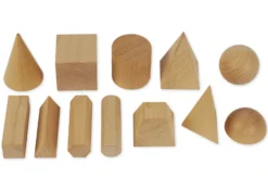 Set Geometrie-Körper aus Holz, 12-tlg. mit Beutel