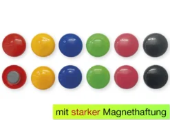 Set Haft-Magnete 30 mm ø, farbig sortiert, 12-tlg.