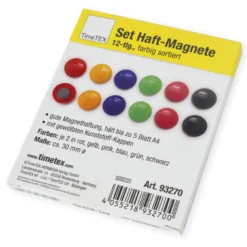 Set Haft-Magnete 30 mm ø, farbig sortiert, 12-tlg.