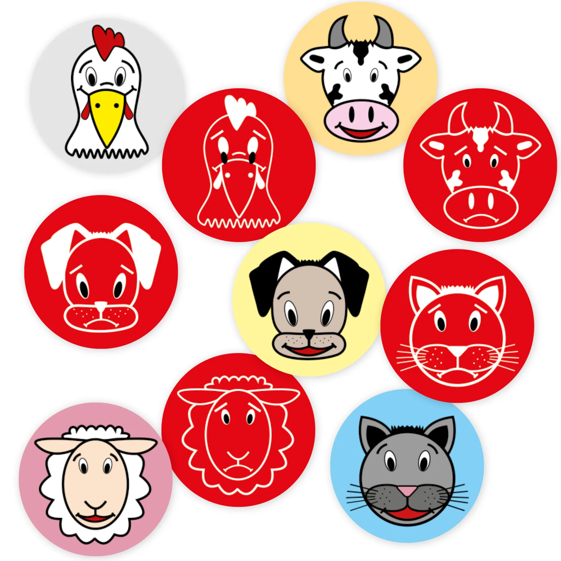 Set Magnet-Wende-Plättchen "Tier-Gesichter"
