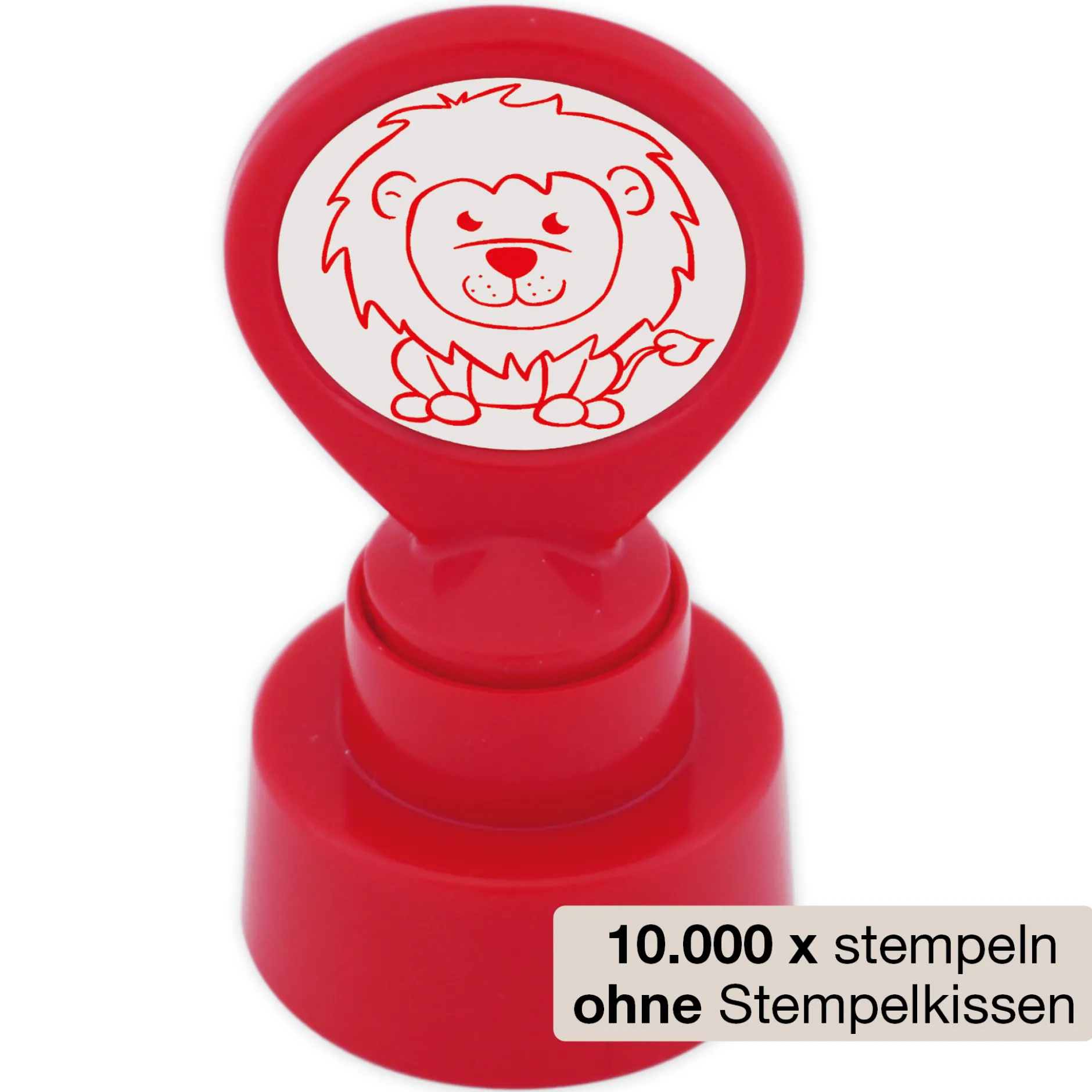 Siebdruck-Stempel "Perpetuum" rund "Löwe"