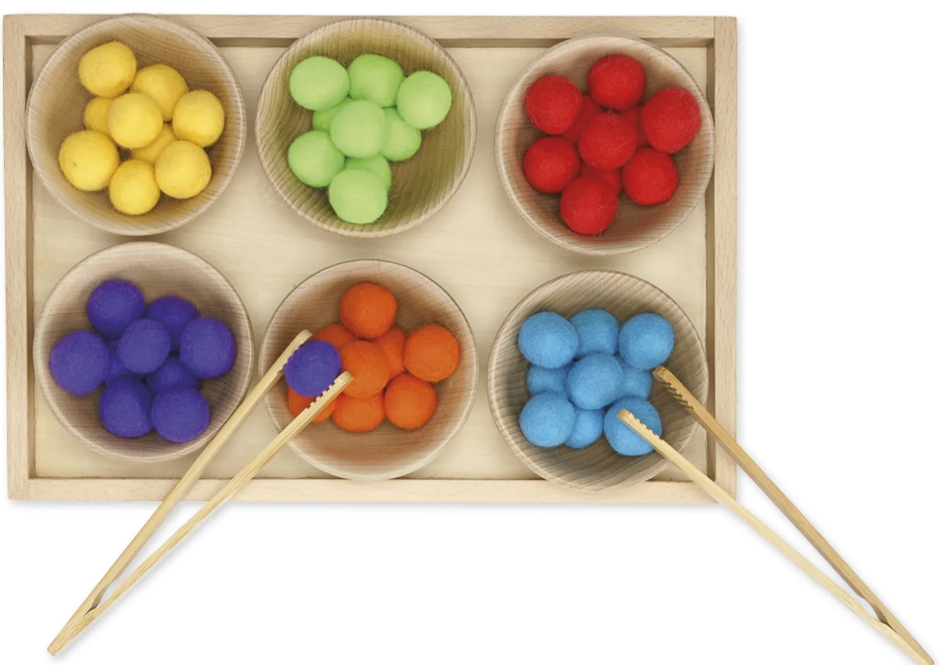 Sortier-Tablett "Holzschalen und Pinzetten", 9-tlg.
