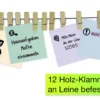TimeTEX Aufhänge-Leine mit Saugnäpfen, 12 Holz-Klammern