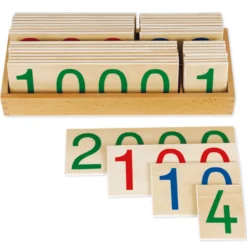 TimeTEX Hölzerne Zahlenkarten 1-9.000, groß, im Kasten "Montessori Premium"