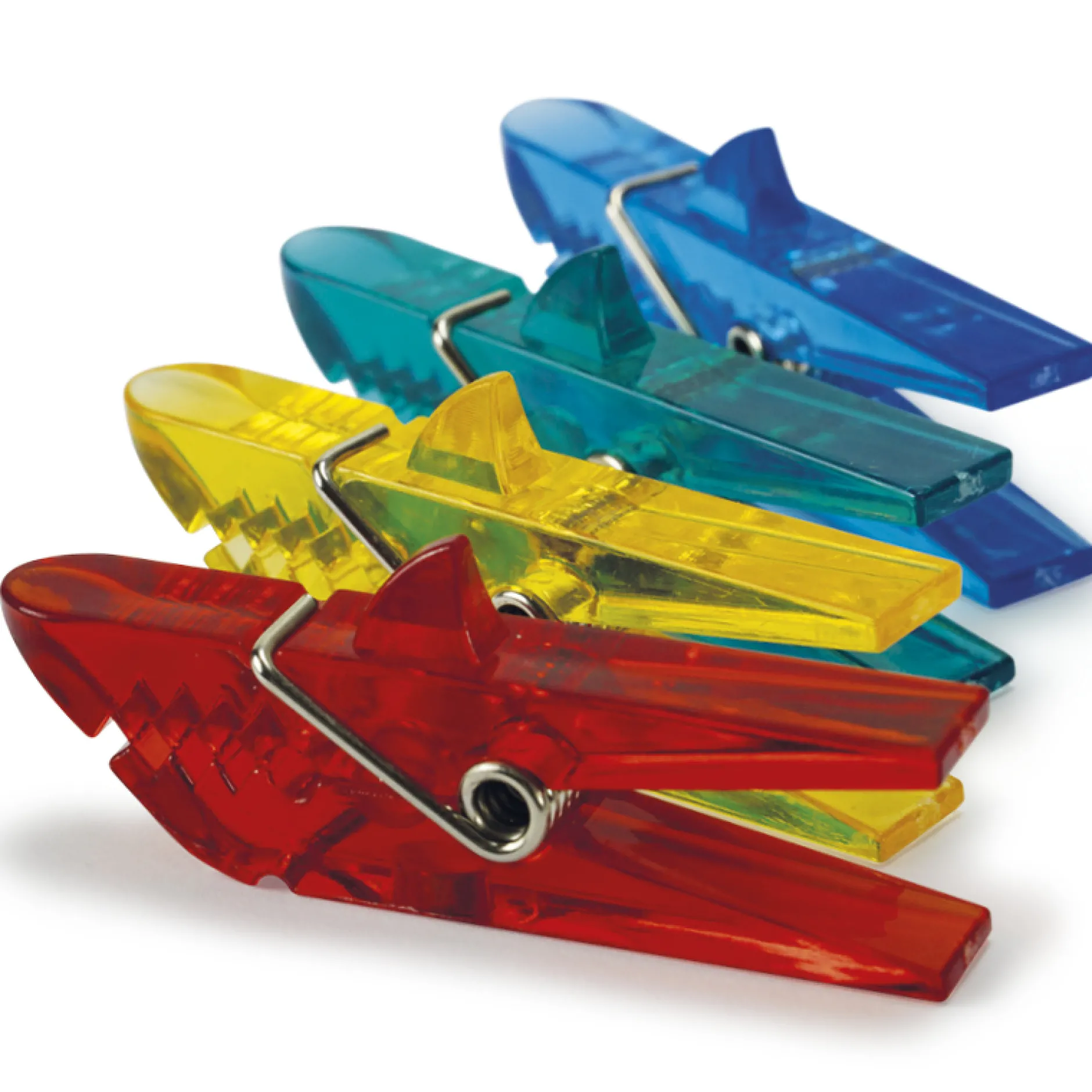 TimeTEX Magnet-Kunststoff-Klammern "Haifisch", 4-tlg., ca. 6 cm