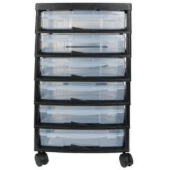 TimeTEX Schubladen-Block mit 6 Klappdeckel-Boxen und 4 Lenkrollen