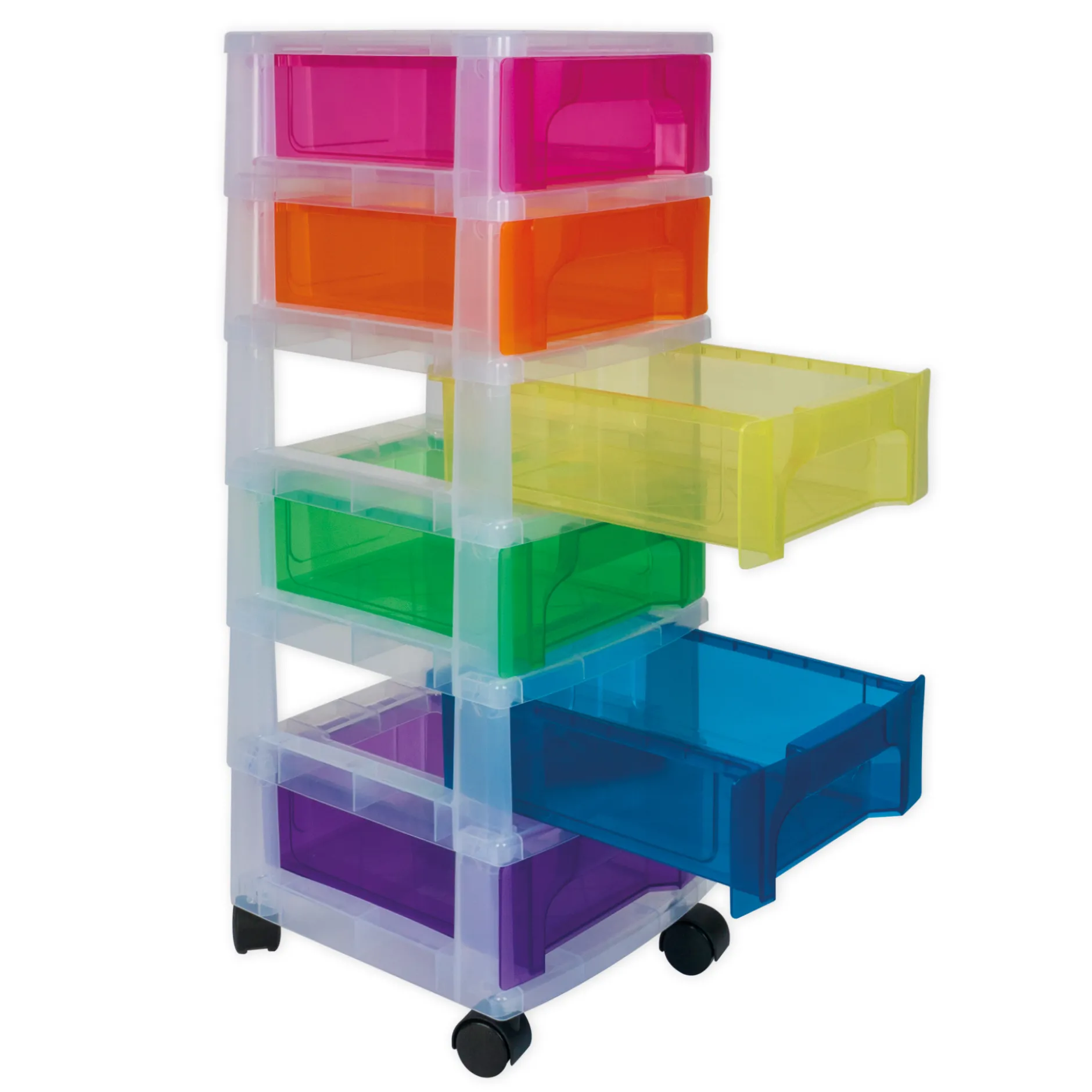 TimeTEX Schubladen-Box "Regenbogen", 6-farbig mit 4 Lenkrollen