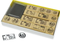 TimeTEX Set Währungs-Stempel EURO aus Holz mit Stempelkissen, 16-tlg.