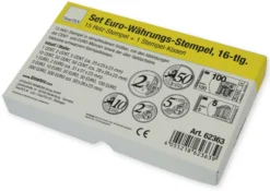 TimeTEX Set Währungs-Stempel EURO aus Holz mit Stempelkissen, 16-tlg.