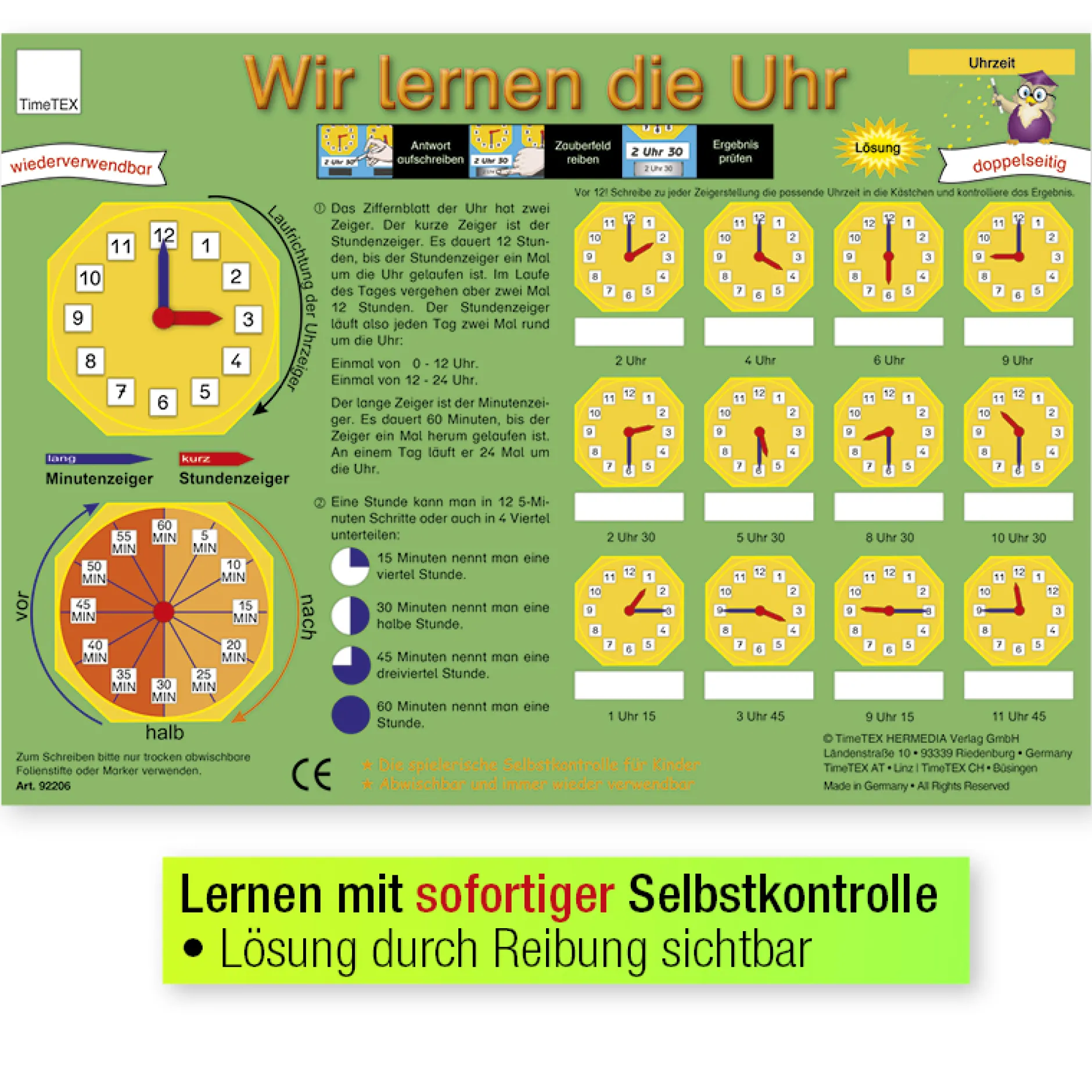 TimeTEX Zaubertafel "Wir lernen die Uhr"
