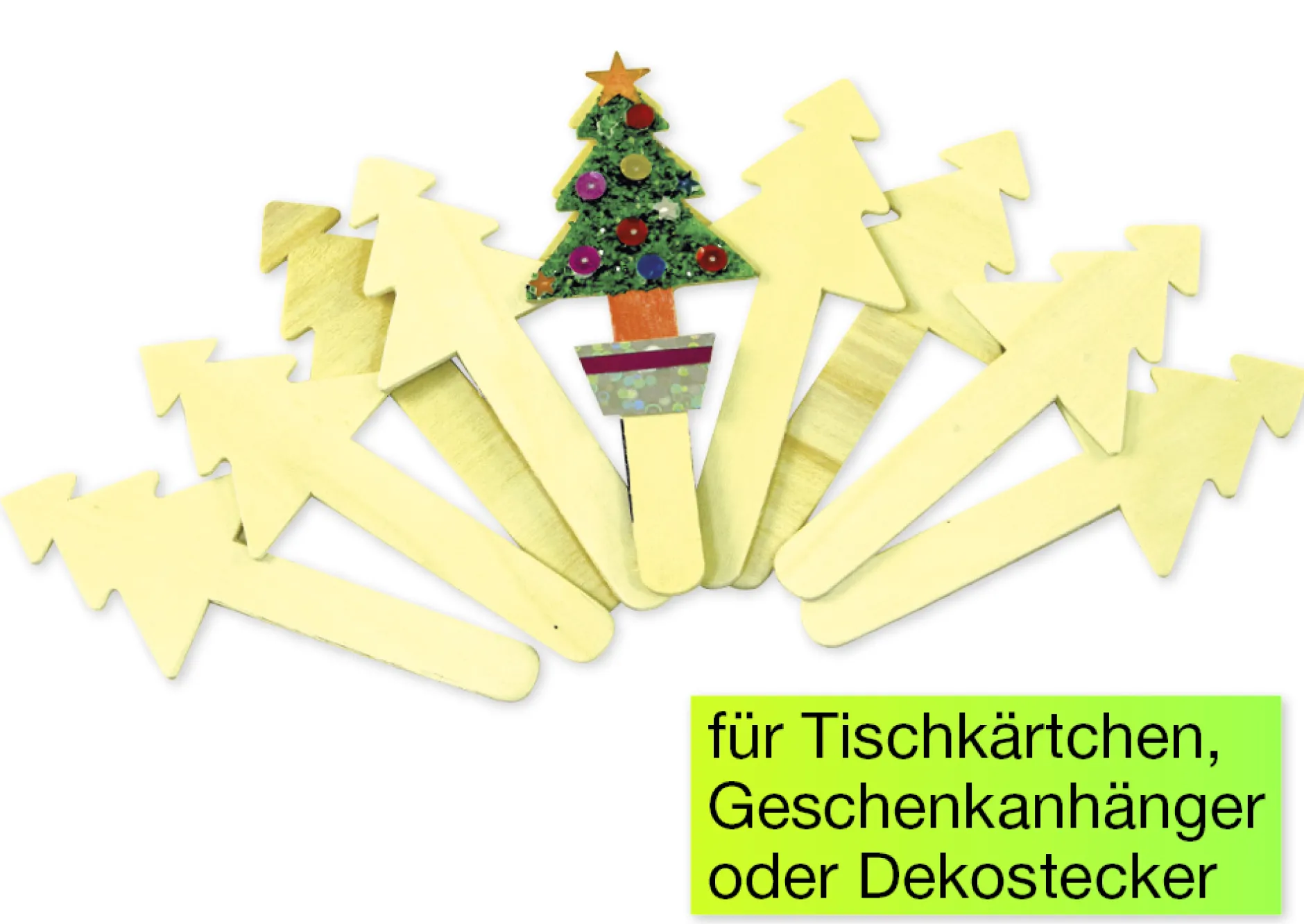 Weihnachtsbaum-Holzstecker, 10-tlg.