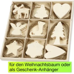 Weihnachtsbaum-Schmuck aus Holz, 72-tlg.